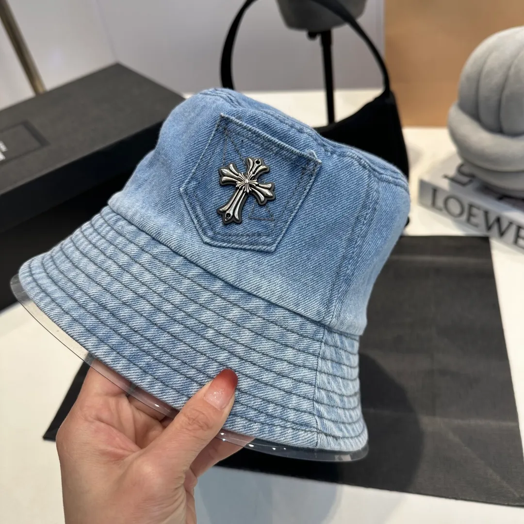 P70 Croxin spring and summer new denim fisherman hat, retro old street style, washed and torn edges, perfect for taking photos👑